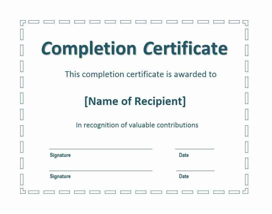 25+ Work Completion Certificate Templates Word Excel Samples Throughout Free Certificate Template For Project Completion
