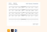 26+ Trip Itinerary Templates Pdf, Doc, Excel | Free Throughout Travel Agenda Template