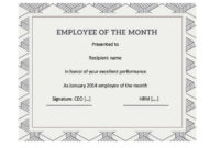 30+ Printable Employee Of The Month Certificates With Amazing Employee Of The Month Certificate Template Word