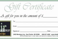 30 Salon Gift Certificate Template Free Printable In 2020 With Fantastic Free Spa Gift Certificate Templates For Word