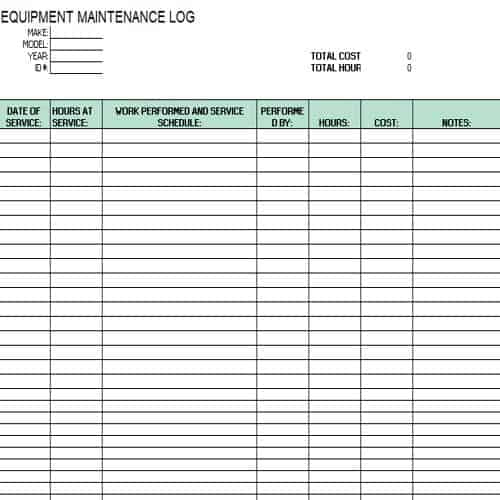 33 Editable Equipment Maintenance Log Templates Besty With Machinery Maintenance Log Template