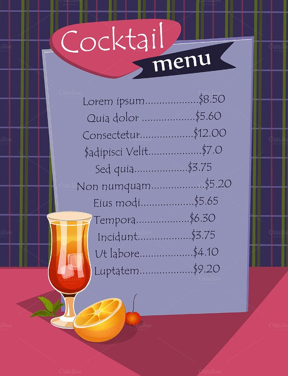 37+ Cocktail Menu Templates Free Sample, Example Format Regarding Sample Menu Design Templates