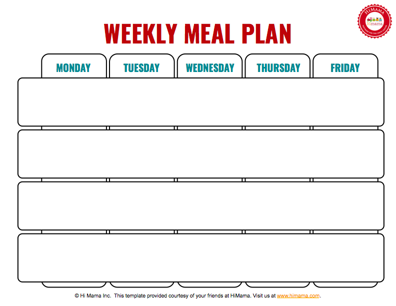 4 Meal Day Care Weekly Menu Template (Mon Fri) | Weekly Pertaining To Free School Lunch Menu Templates