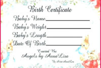 5 Rabbit Birth Certificate Template 66750 | Fabtemplatez Within Fresh Baby Doll Birth Certificate Template