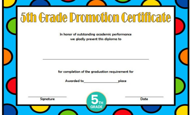 5Th Grade Promotion Certificate Template Free 1 Inside 5Th Grade Graduation Certificate Template