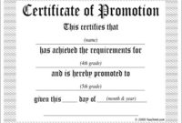 5Th Grade Promotion Certificate Template | This For Job Promotion Certificate Template Free
