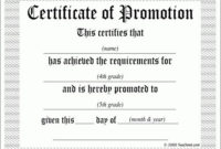 5Th Grade Promotion Certificate Template | This Pertaining To 5Th Grade Graduation Certificate Template