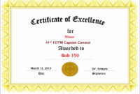 8 Excellence Certificate Template Excel Templates Inside Simple Free Certificate Of Excellence Template
