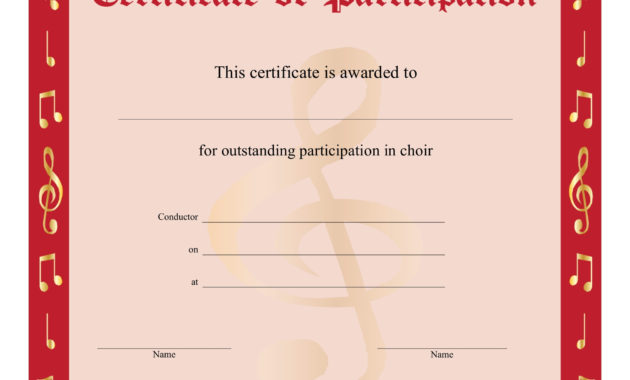 8+ Free Choir Certificate Of Participation Templates Pdf Within Free Choir Certificate Template