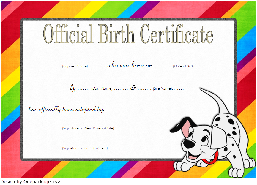 Fantastic Pet Birth Certificate Template Thevanitydiaries
