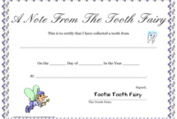 A Note From The Tooth Fairy Certificate Template Download Within Free Tooth Fairy Certificate Template