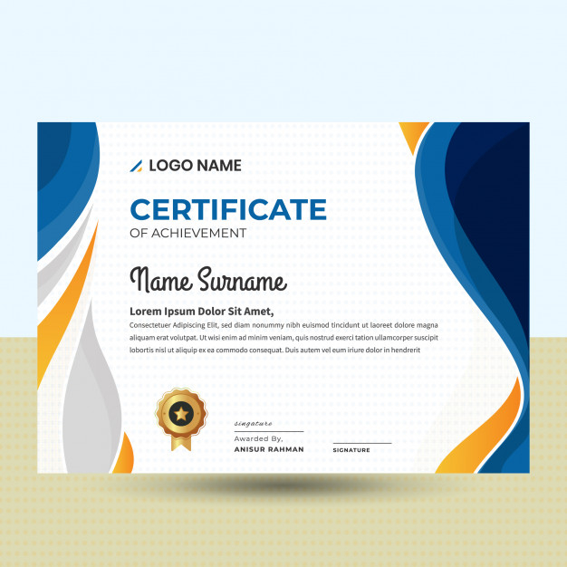 Abstract Wavy Beautiful Certificate Template (With Images For Simple Beautiful Certificate Templates