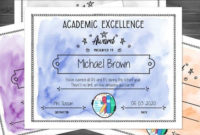 Academic Award Certificate Template For Kids Digital Pertaining To New Honor Roll Certificate Template Free 7 Ideas