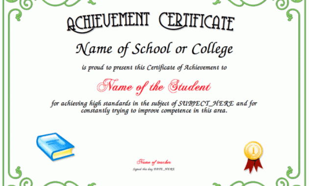 Achievement Certificate Throughout Academic Achievement Certificate Template