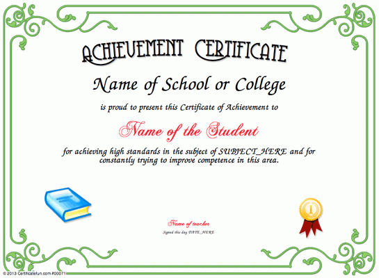 Achievement Certificate Throughout Academic Achievement Certificate Template