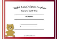 Adoption Certificate Stuffed Animal Bear Academic Within Stuffed Animal Adoption Certificate Template Free
