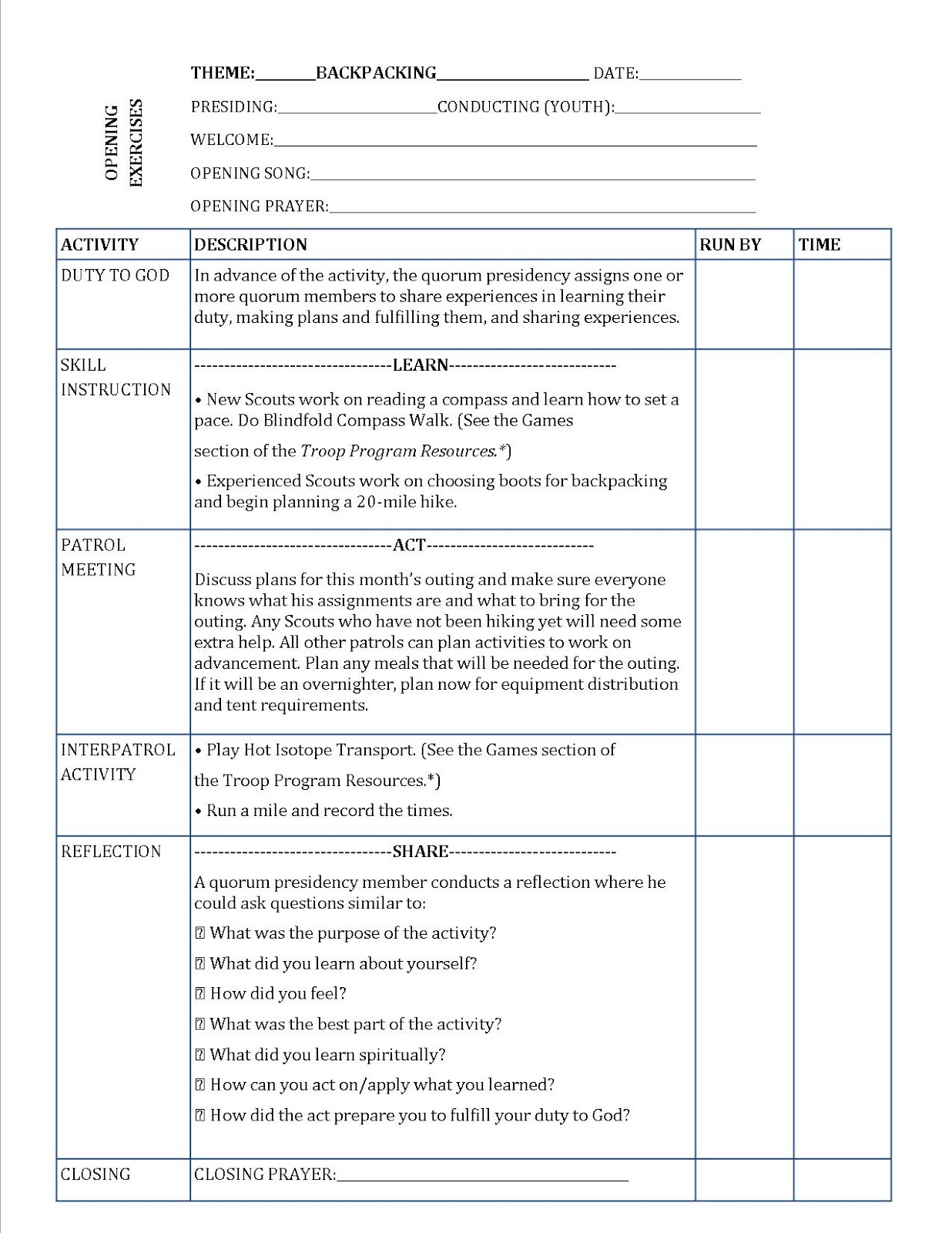 Adventures And Accidents: New Troop Program Helps Pertaining To Cub Scout Pack Meeting Agenda Template