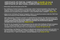 Architect'S Certification Under The Pam Contract 2006 In New Jct Practical Completion Certificate Template