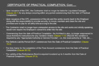 Architect'S Certification Under The Pam Contract 2006 Throughout New Jct Practical Completion Certificate Template