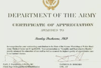 Army Certificate Of Appreciation Template 4 In 2020 Intended For Army Certificate Of Appreciation Template