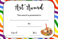 Art Award Certificate (Free Printable) | Printable Art With 7 Science Fair Winner Certificate Template Ideas