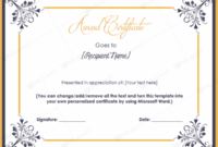 Award Certificate 14 Word Layouts For Free Certificate Templates For Word 2007