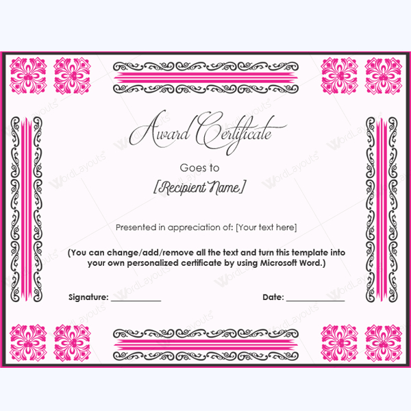Award Certificate (Golden Blocks And Borders) Word Layouts With Regard To Fantastic Free Certificate Templates For Word 2007