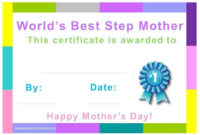 Award Certificates For Stepmother Regarding Amazing 9 Worlds Best Mom Certificate Templates Free