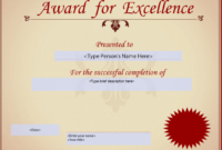Award For Excellence Certificate | Templates At With Regard To Certificate Of Academic Excellence Award