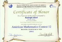 Awards For The Amc 10/Amc 12 Contests, Aime & Usamo Within Academic Certificate