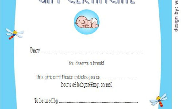 Babysitting Gift Certificate Template 2 Free | Gift Pertaining To Simple Babysitting Certificate Template