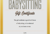 Babysitting Gift Certificate Template Free [7+ New Choices] For New Certificate Of Cooking 7 Template Choices Free