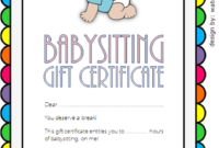 Babysitting Gift Certificate Template Free [7+ New Choices] Pertaining To Certificate Of Cooking 7 Template Choices Free