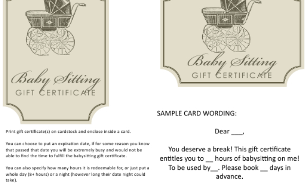 Babysitting Gift Certificate Templates Download Printable Regarding Babysitting Gift Certificate Template