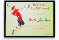 Badminton Award Certificate (Green Themed Border) Word Intended For Badminton Achievement Certificates