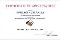 Badminton North Junior Association Certificate Of With Regard To Badminton Achievement Certificates