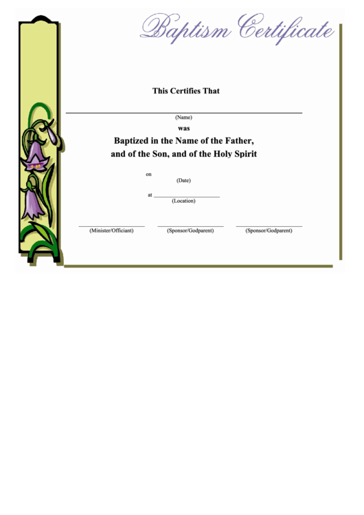 Baptism Certificate Template Flower Bell Printable Pdf In Pages Certificate Templates