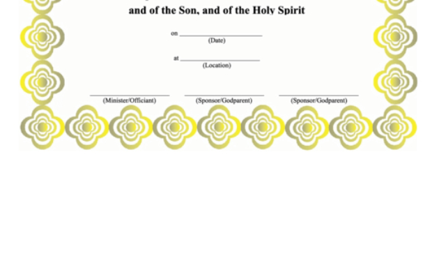 Baptism Certificate Template Yellow Border Printable Pdf Inside Pages Certificate Templates