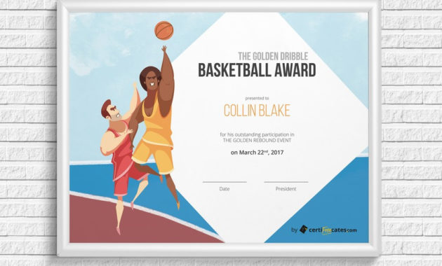 Basketball Award Certificate | Certifreecates With Regard To Mvp Award Certificate Templates Free Download