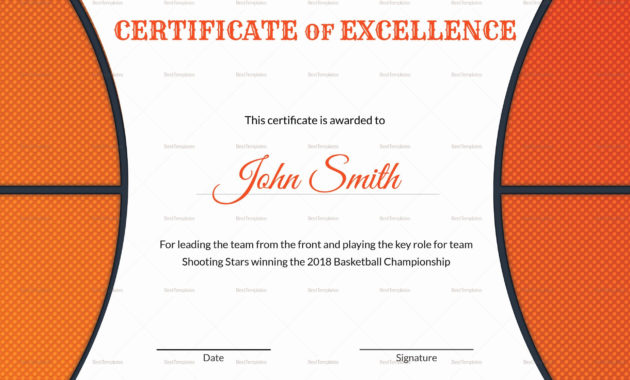 Basketball Certificate Template Free Awesome Basketball Intended For Basketball Achievement Certificate Templates
