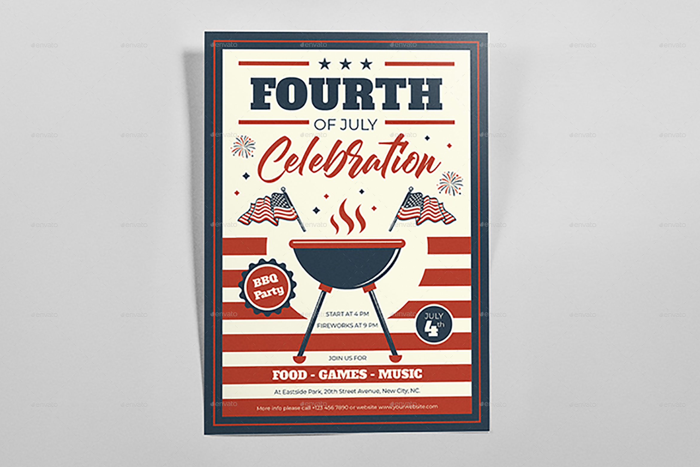 Bbq Celebration Fourth Of July Flyers Template With Regard To 4Th Of July Menu Template
