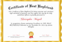 Best Boyfriend Award Certificate Elegant Certificate Of Throughout Free Best Girlfriend Certificate Template