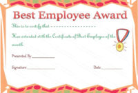 Best Employee Award Certificate (Award Certificate Design With Simple Player Of The Day Certificate Template