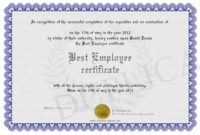 Best Employee Certificate Intended For Simple Best Employee Certificate Template