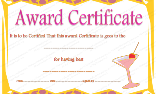 Best Party Award Certificate Template In Fascinating Best Dressed Certificate