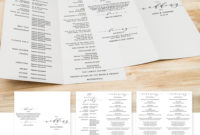 Bi Fold Wedding Program Template, Long Thin Folded Order For Wedding Agenda Templates