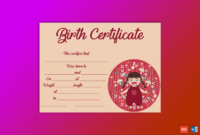 Birth Certificate Template (Baby Girl) In 2020 | Birth Within Baby Doll Birth Certificate Template