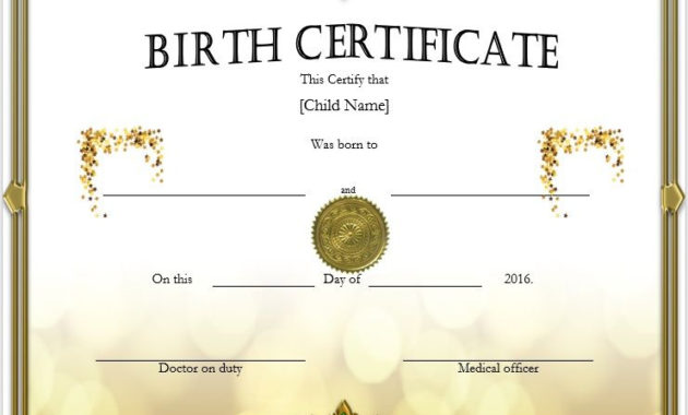 Birth Certificate Templates My Word Templates Pertaining To Official Birth Certificate Template