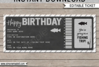 Birthday Fishing Trip Ticket Gift Voucher | Printable With Fishing Gift Certificate Template