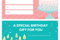 Birthday Gift Certificate (Bright Design) Regarding Custom Gift Certificate Template